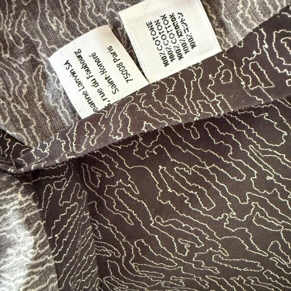 size 43/17 Lanvin Mens Long Sleeve Button-Up Shirt Abstract Pattern Black & Whit - Picture 6 of 7